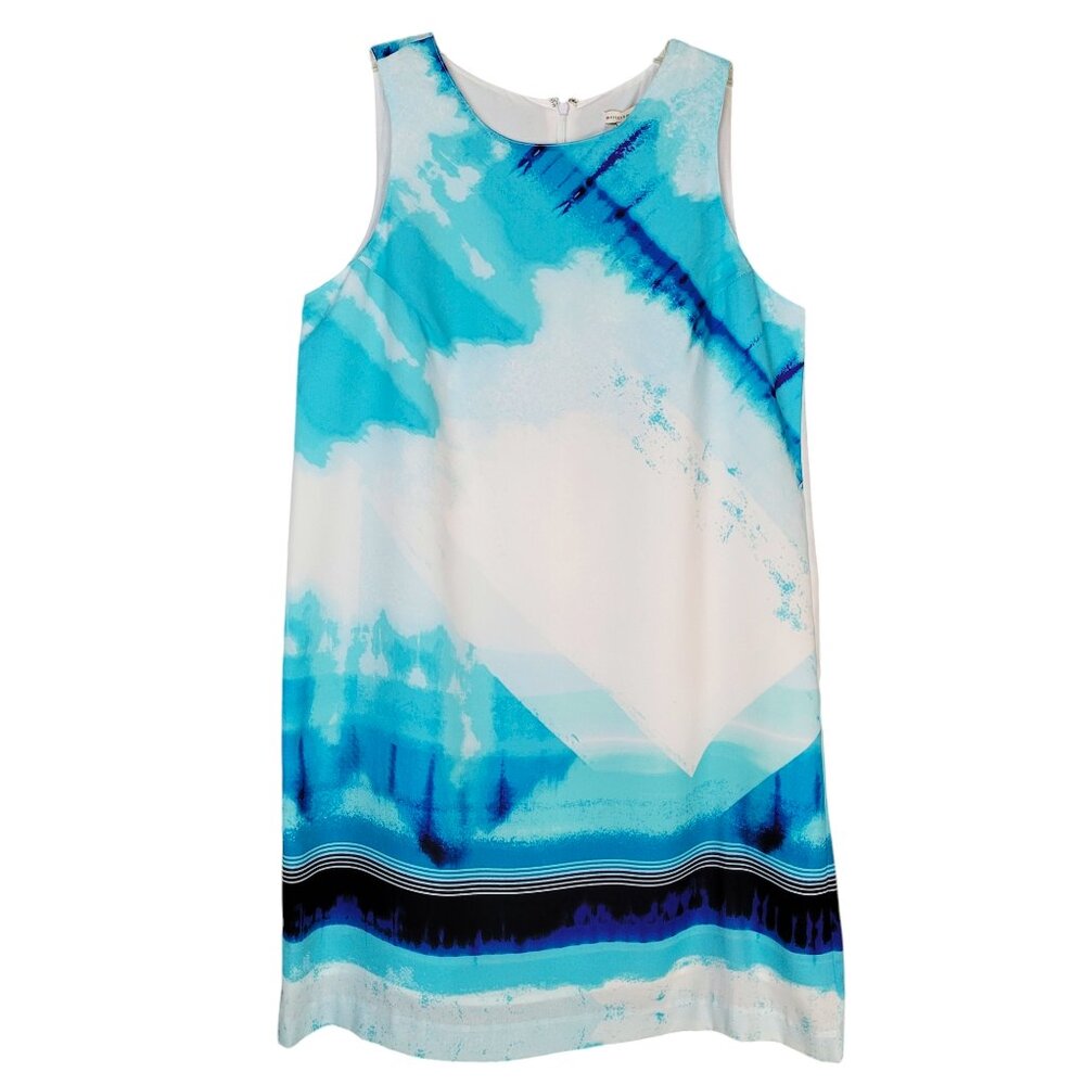 Mercer & Madison Mini Shift Dress Women's 10 Blues Watercolor Artsy Beach Preppy